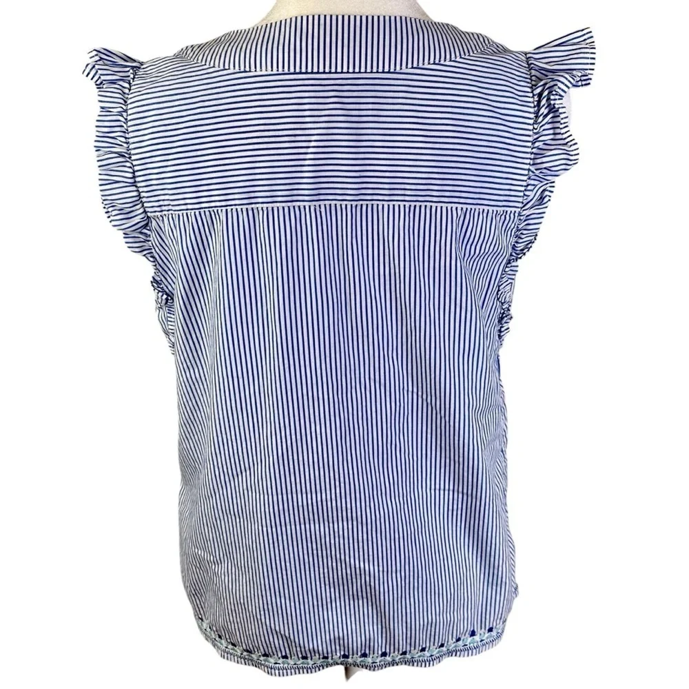 Vineyard Vines Blue and White Embroidered Blouse Size XS - Picture 5 of 10